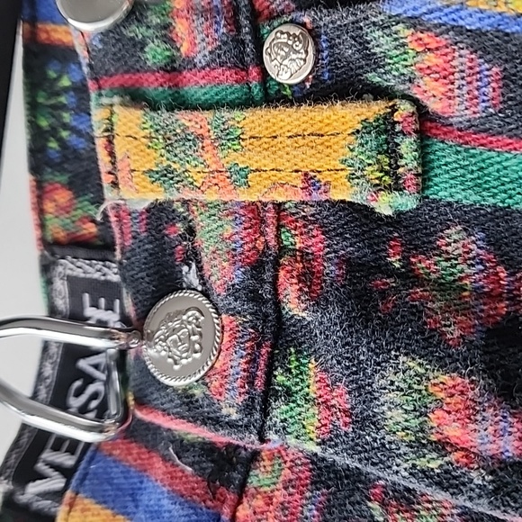 Vintage Versace Jeans Couture Fauna Rainbow Stripe Cotton Denim Jeans - Picture 3 of 11